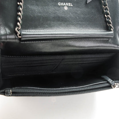 Chanel Lambskin Quilted Boy Wallet On Chain WOC Black 5 of 11
