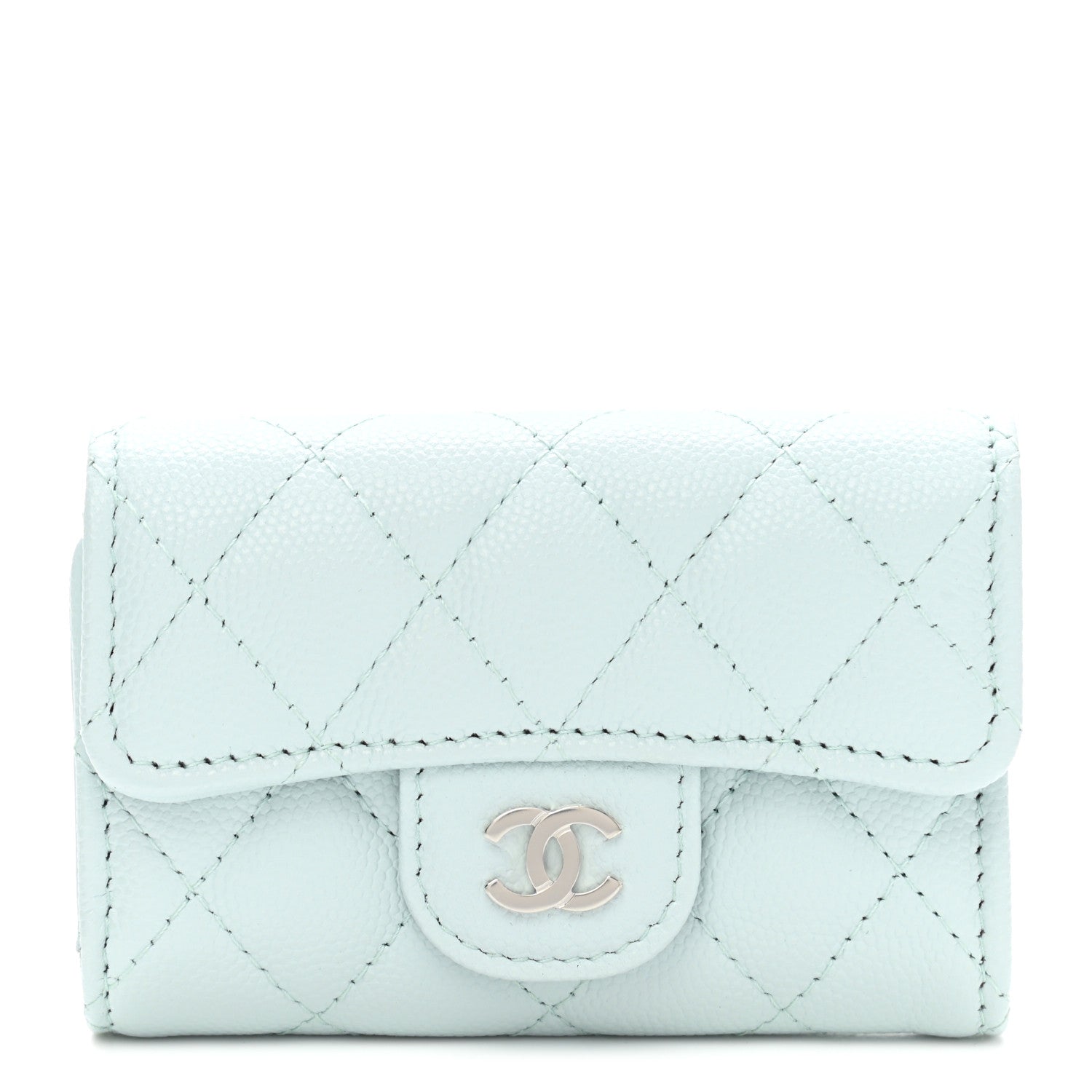 Chanel Caviar Quilted Classic 4 Key Holder Wallet Light Blue 1 of 10