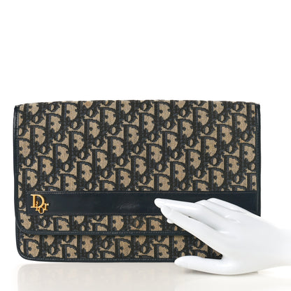Christian Dior Monogram Flap Clutch Navy Blue 2 of 9