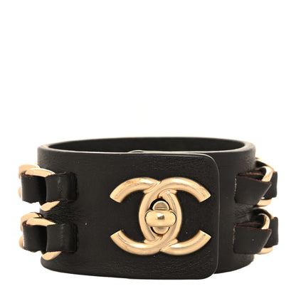 Chanel Lambskin CC Chain Turnlock Bracelet S Brown 1 of 4