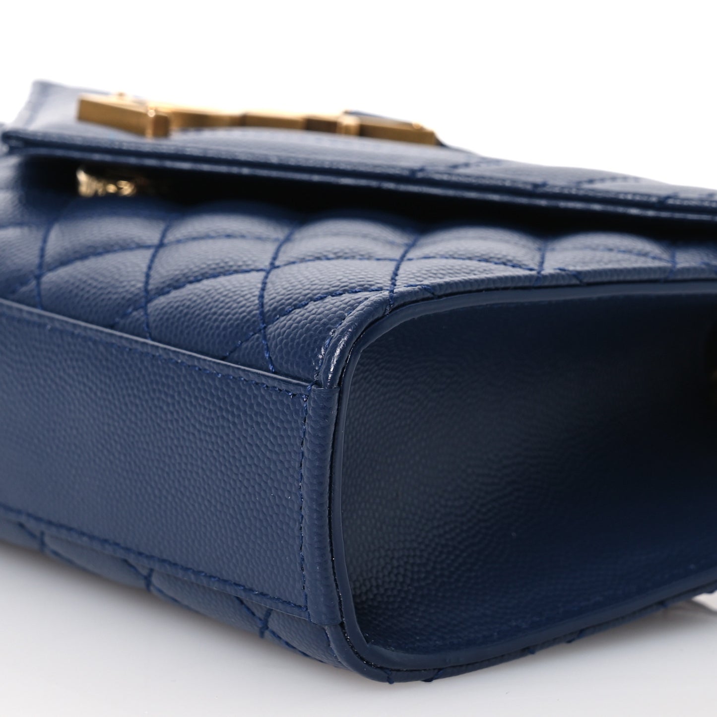 Grain De Poudre Textured Mixed Matelasse Triquilt Small Monogram Satchel Blue Charron