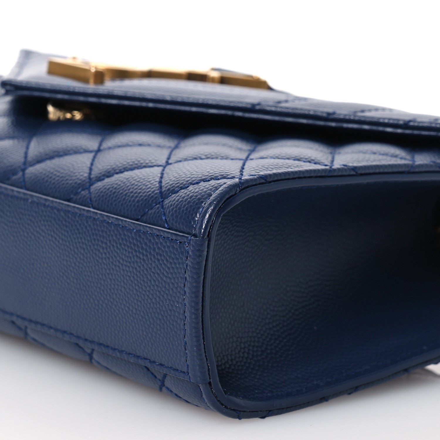 Saint Laurent Grain De Poudre Textured Mixed Matelasse Triquilt Small Monogram Satchel Blue Charron 10 of 12