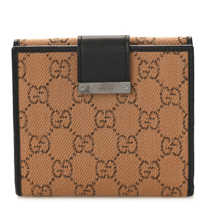 Gucci Monogram Denim Compact Wallet Beige Black 1 of 10