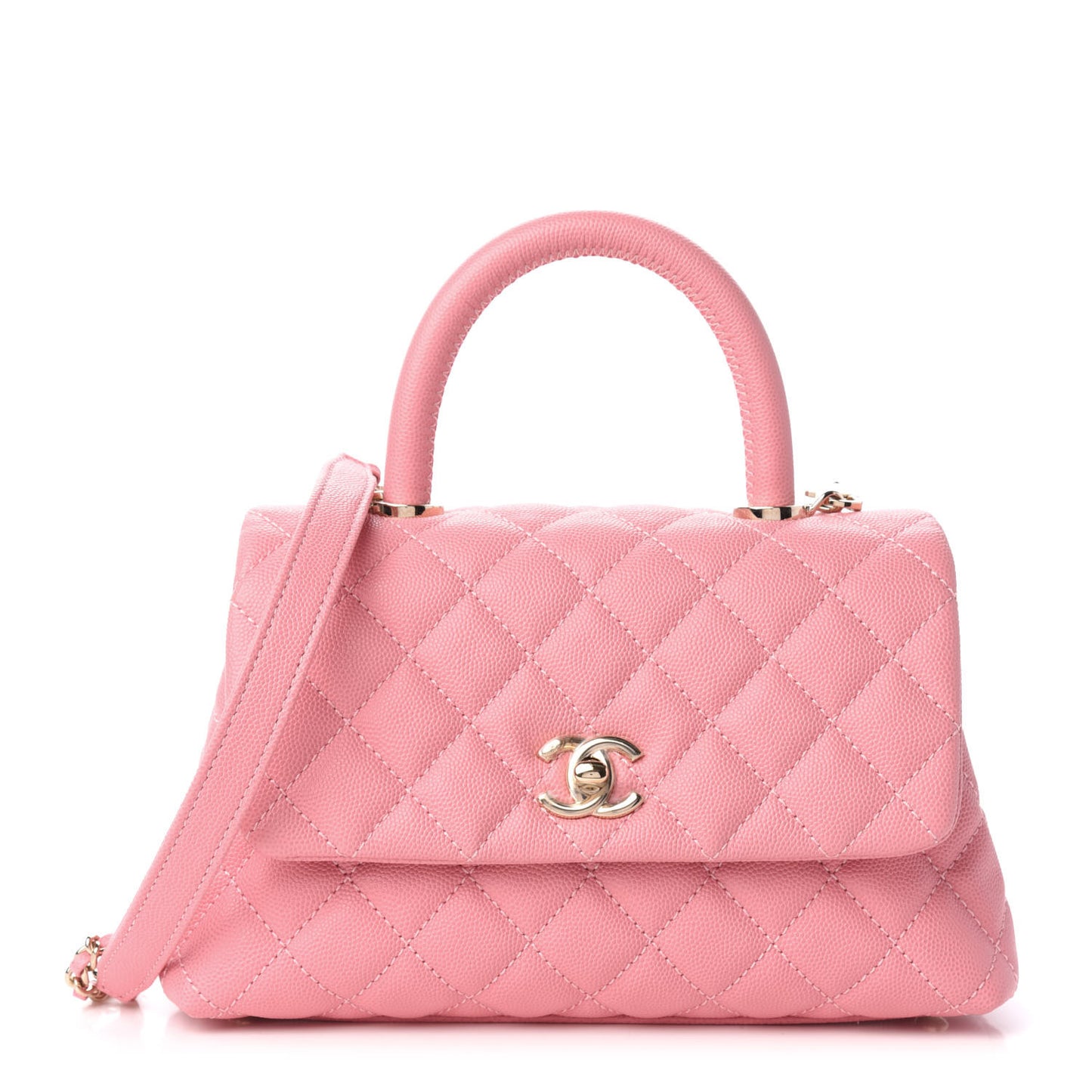 Caviar Quilted Mini Coco Handle Flap Pink