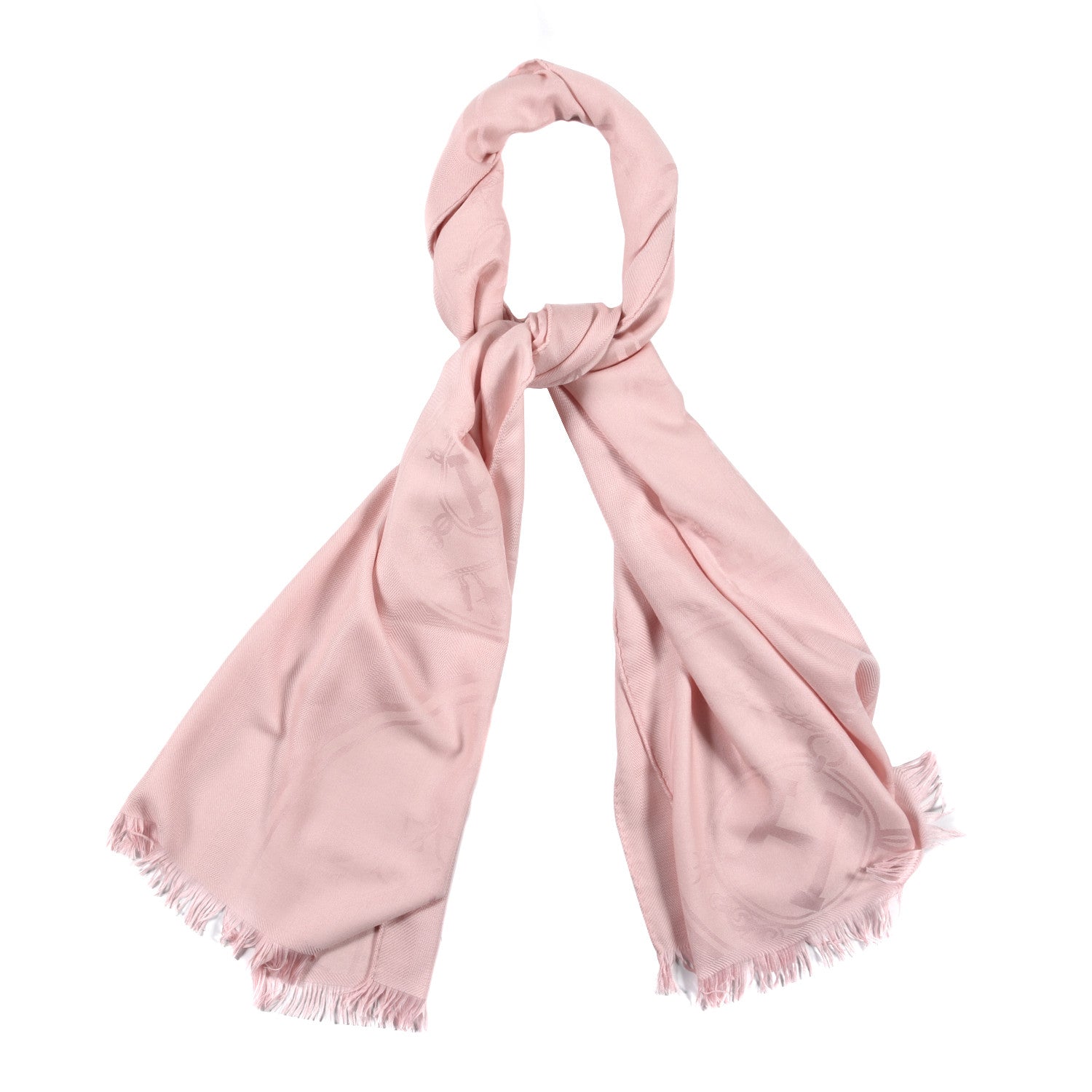 Hermes Cashmere Silk Jacquard New Libris Scarf Rose Nacre 1 of 3