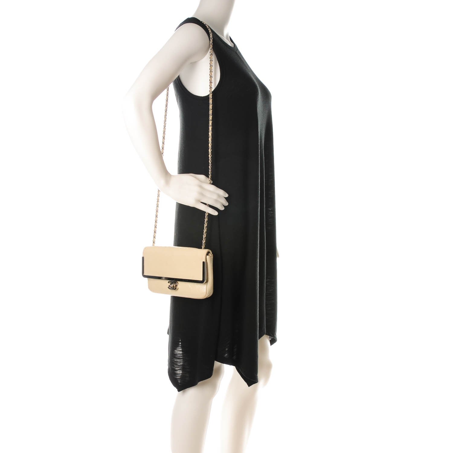 Chanel Distressed Patent Calfskin Frame Small Single Flap White 2 of 7