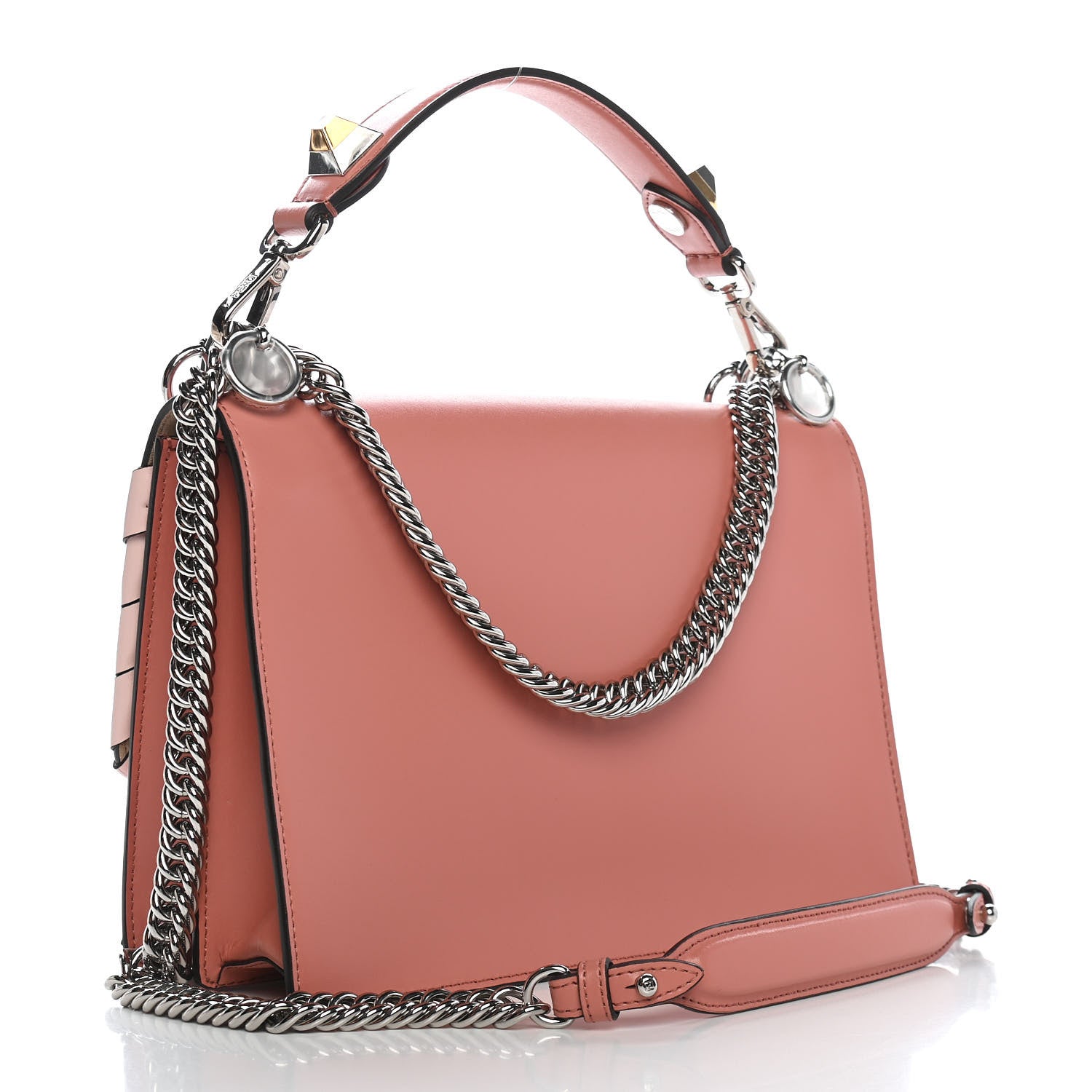Fendi Vitello Liberty Shiny Nappa Lace Up Bow Kan I Shoulder Bag Macaron Confetto 3 of 9