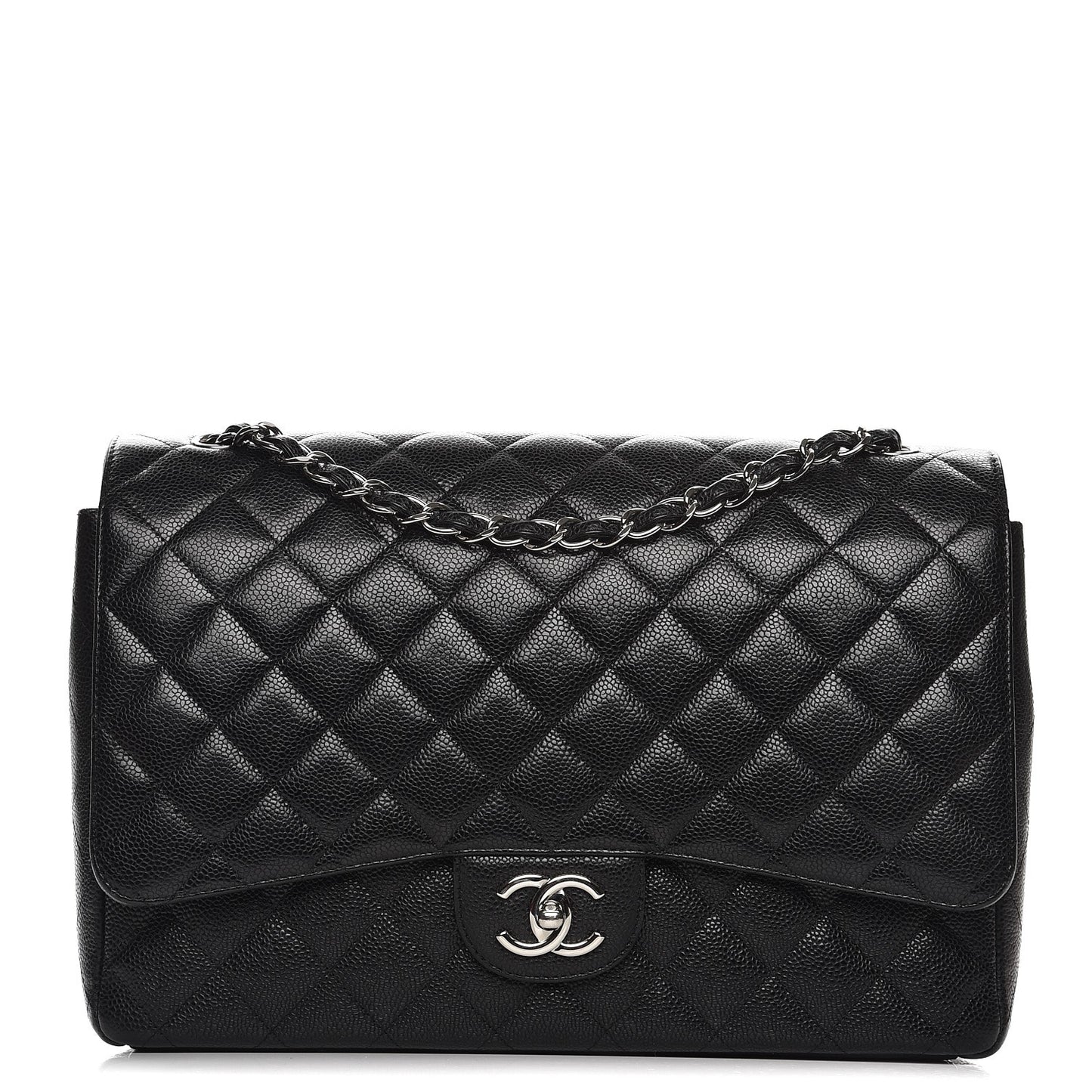 Caviar Quilted Maxi Double Flap Black