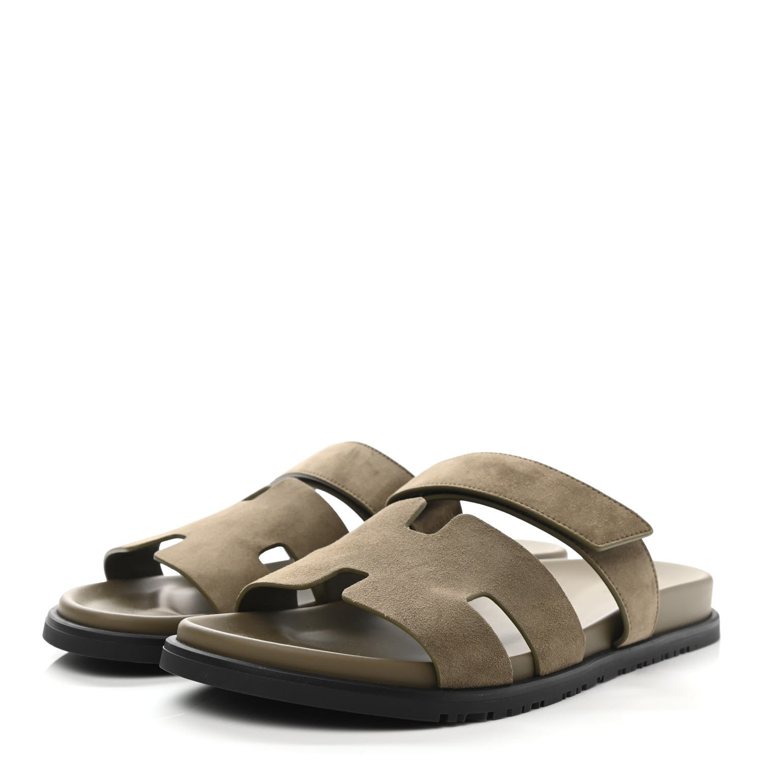 Hermes Suede Goatskin Mens Chypre Sandals 46 Vert Army 3 of 8