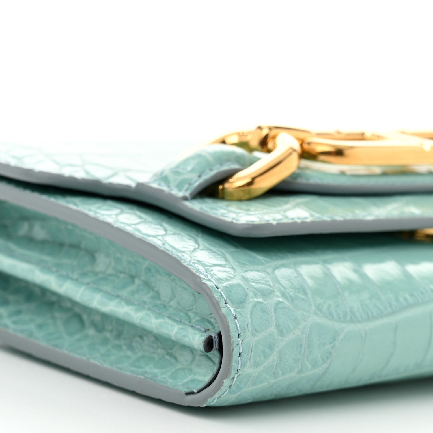 Tom Ford Calfskin Crocodile Embossed Mini Whitney Shoulder Bag Pastel Turquoise 8 of 9
