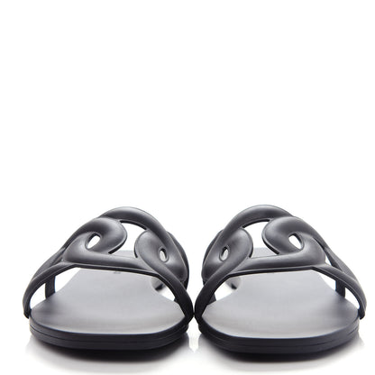 Hermes Rubber Aloha Sandals 37 Black 2 of 11