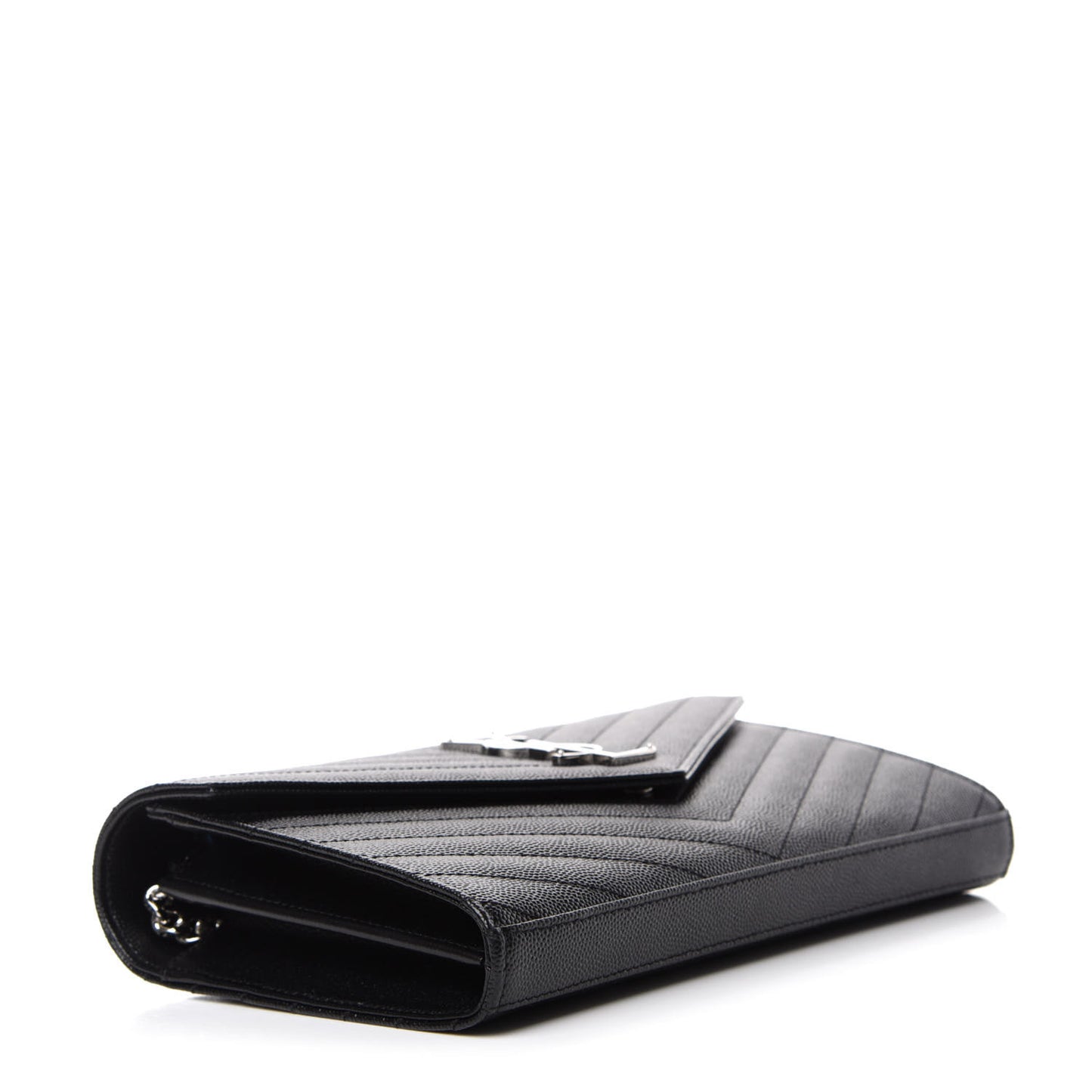 Grain De Poudre Matelasse Chevron Monogram Chain Wallet Black