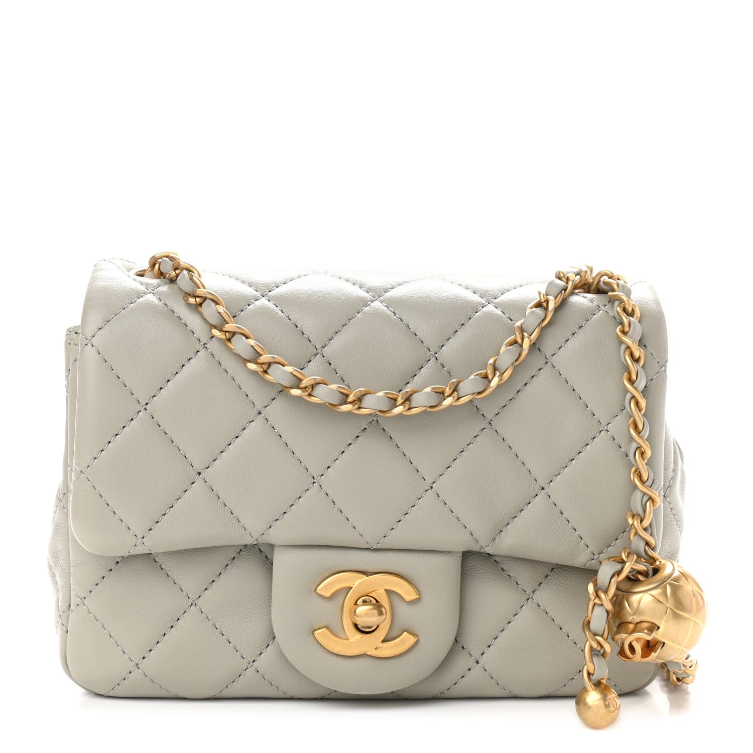 Chanel Lambskin Quilted Mini Pearl Crush Flap Light Grey 1 of 11