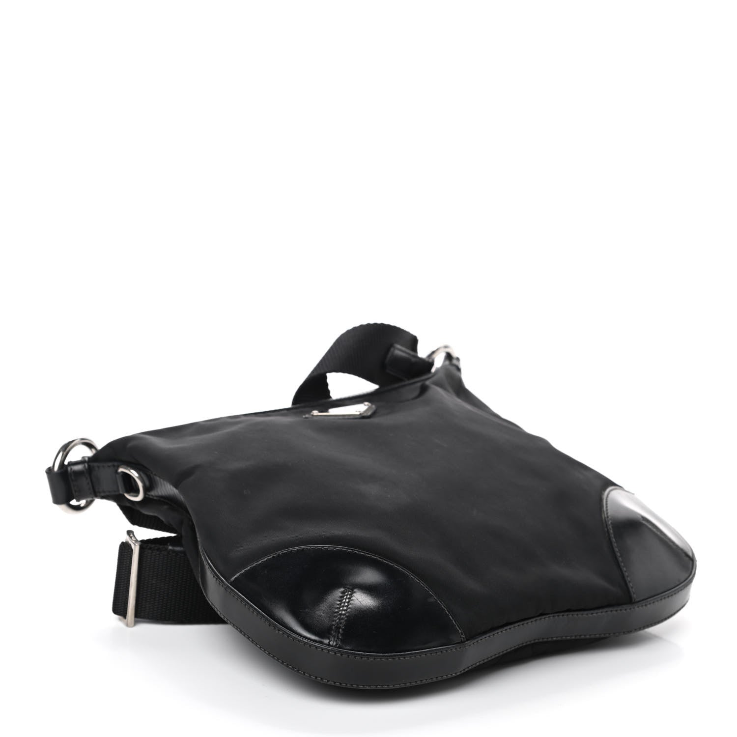 Prada Tessuto Nylon Calfskin Flat Messenger Bag Black 4 of 9