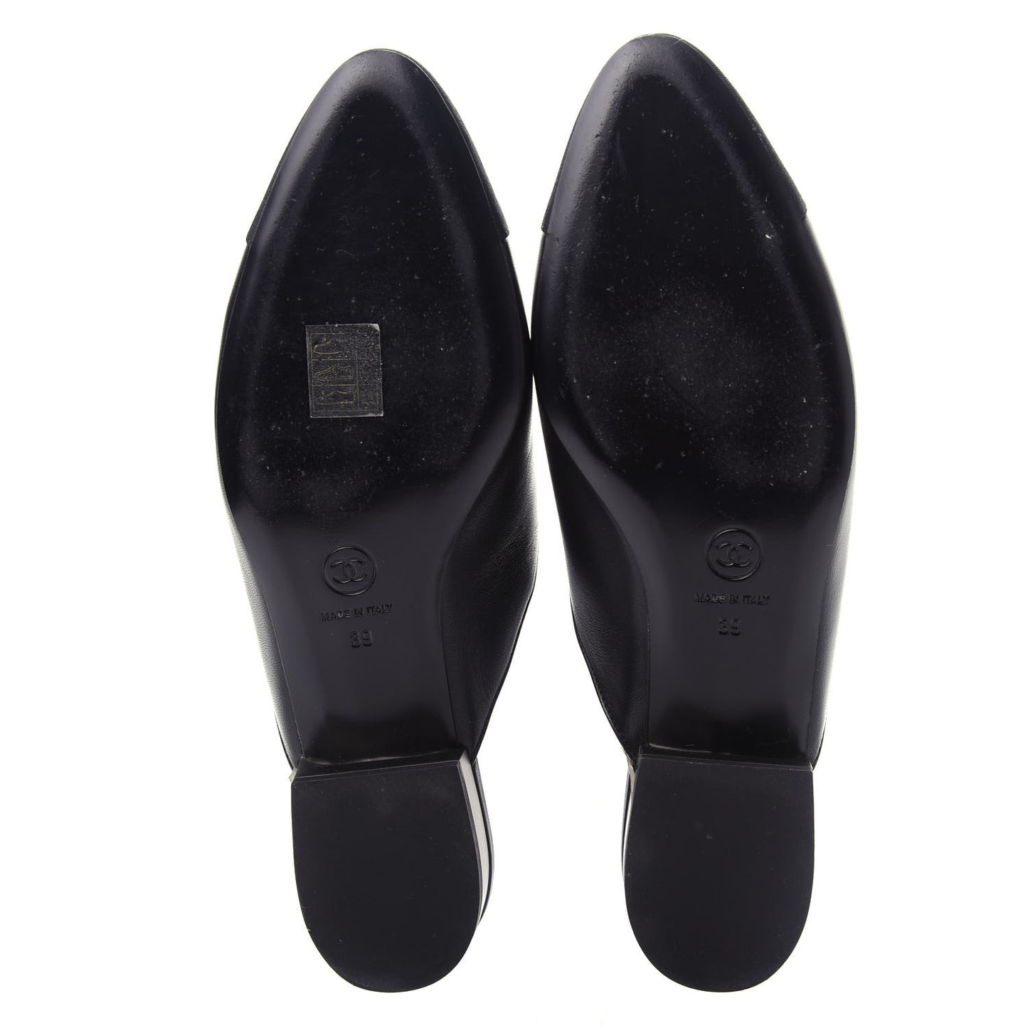 Lambskin Grosgrain Cap Toe CC Mules 39 Black
