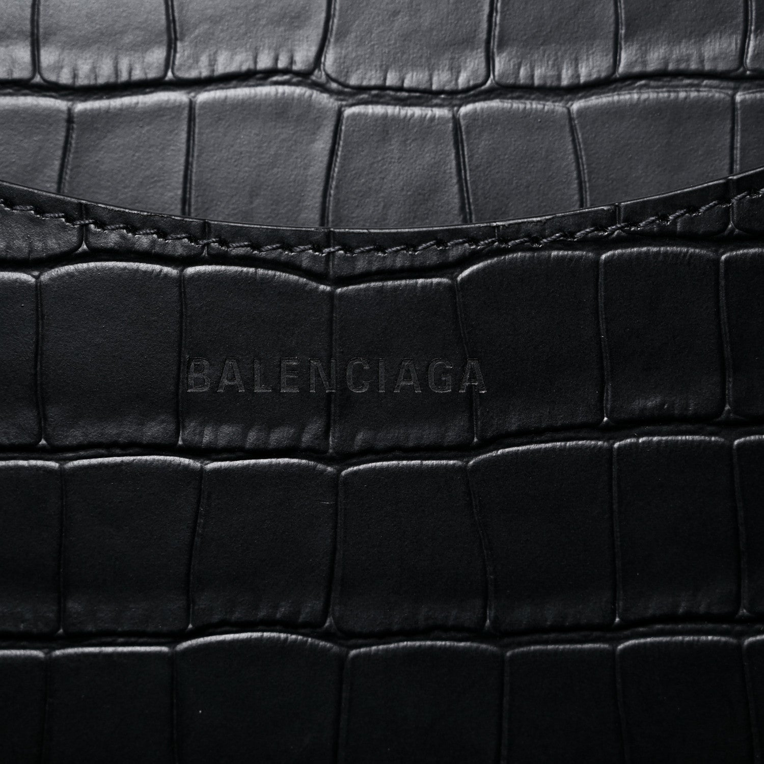 Balenciaga Semi Matte Calfskin Crocodile Embossed Neo Classic Black Hardware Large City Black 6 of 8