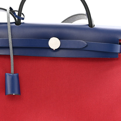 Hermes Military Toile Vache Hunter Herbag Zip 31 PM Rouge Grenat Bleu Saphir 9 of 14