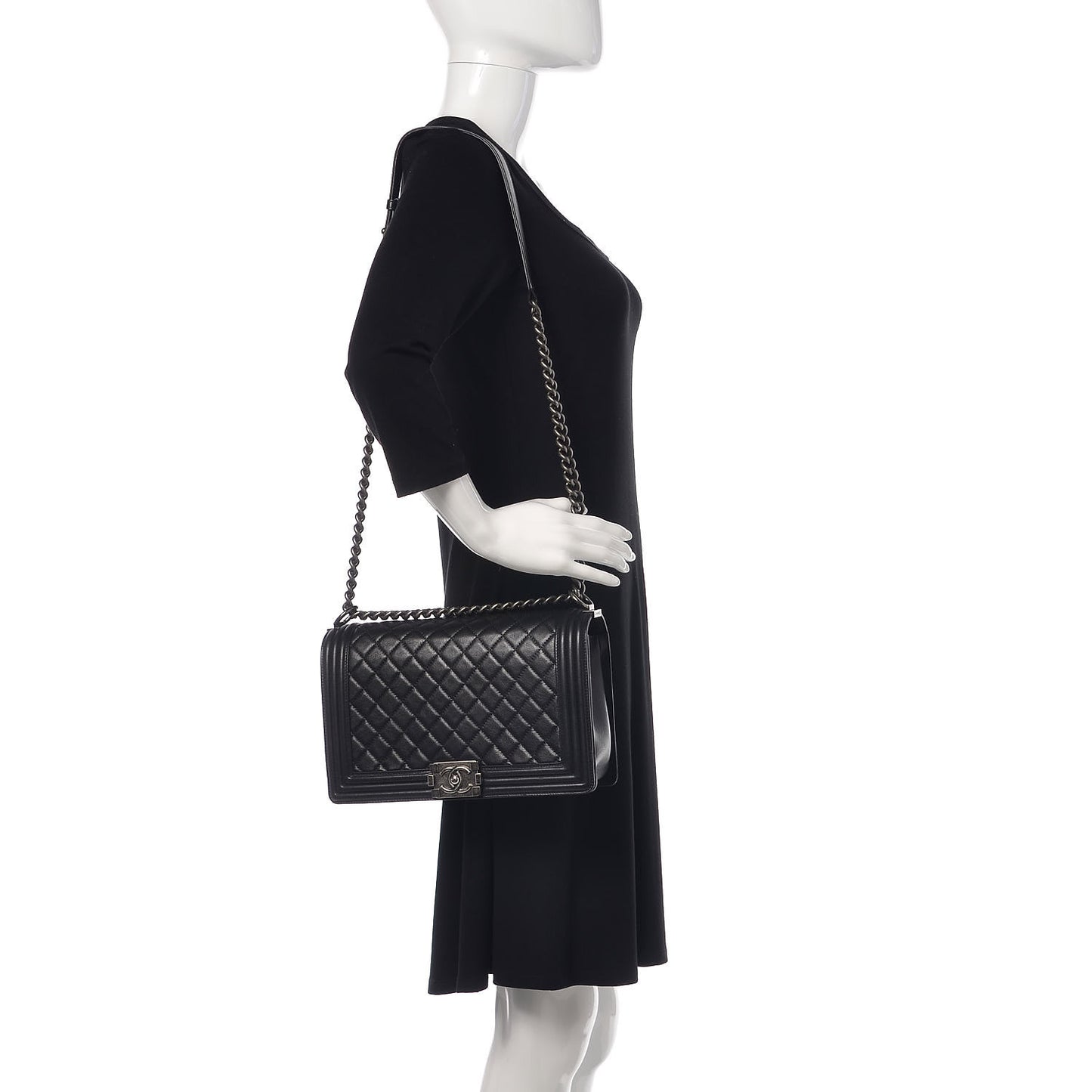 Lambskin Quilted New Medium Boy Flap Black