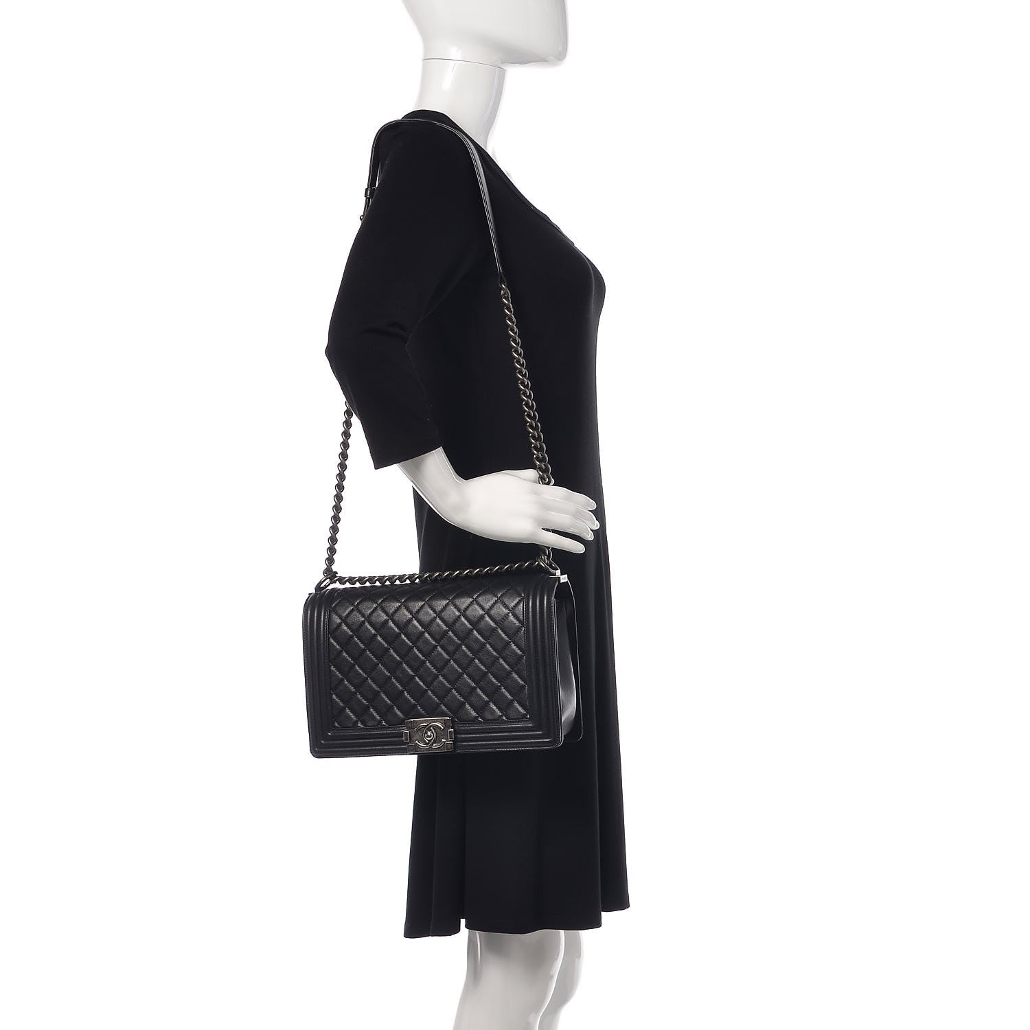 Chanel Lambskin Quilted New Medium Boy Flap Black 2 of 14