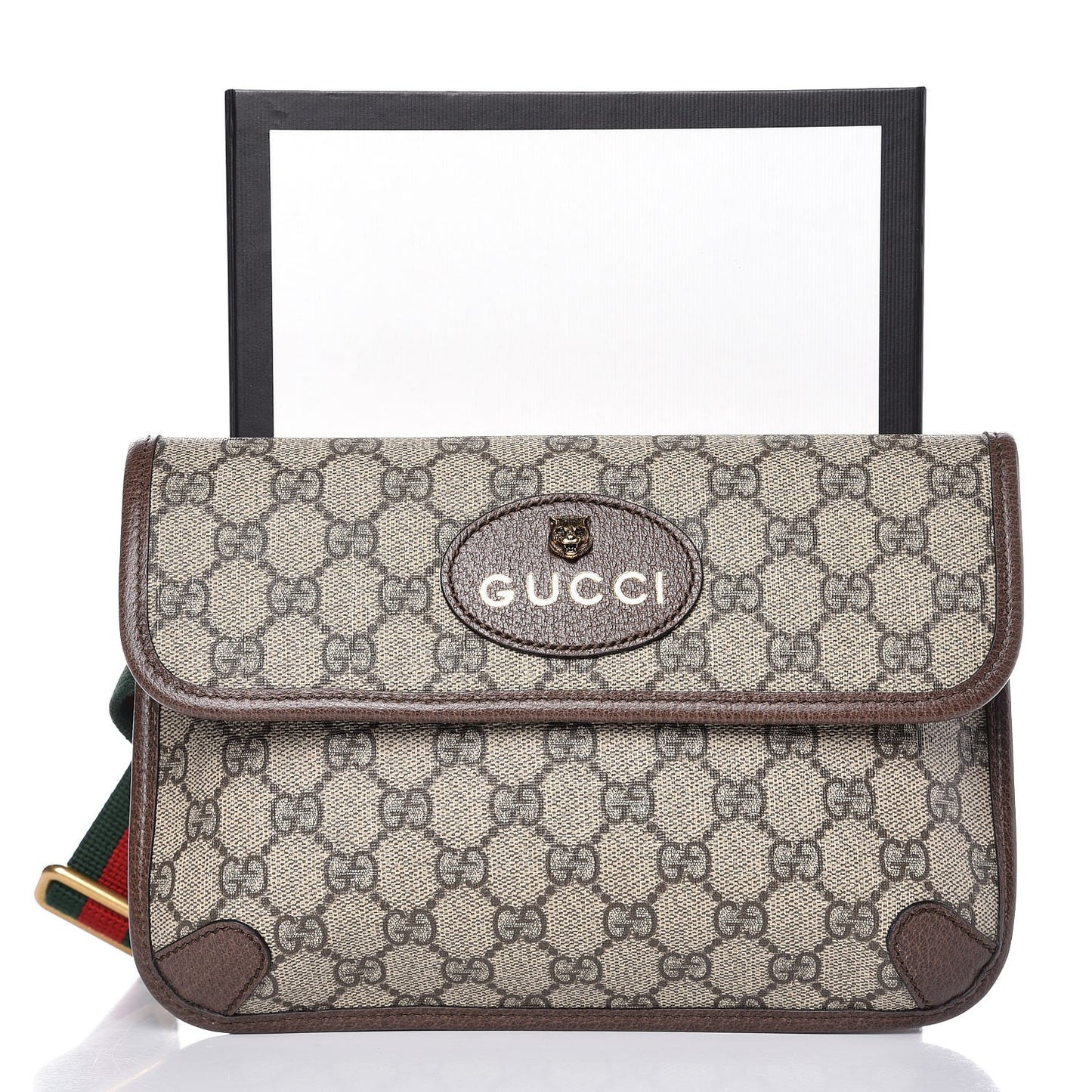 GG Supreme Monogram Neo Vintage Web Belt Bag Brown