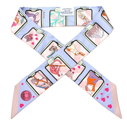 Hermes Silk Story Twilly Blue Pale Rose Vert 1 of 4
