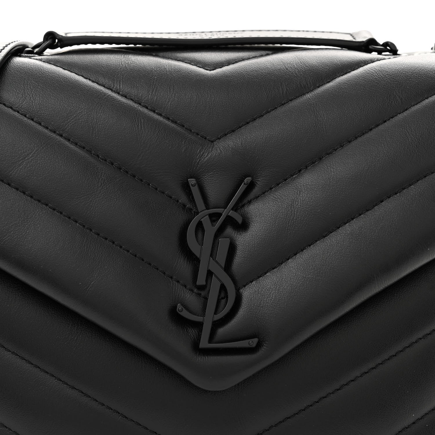 Saint Laurent Calfskin Y Quilted Monogram Monochrome Small Loulou Chain Satchel Black 8 of 10