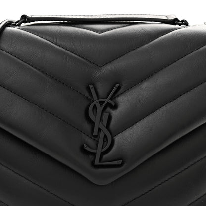 Saint Laurent Calfskin Y Quilted Monogram Monochrome Small Loulou Chain Satchel Black 8 of 10