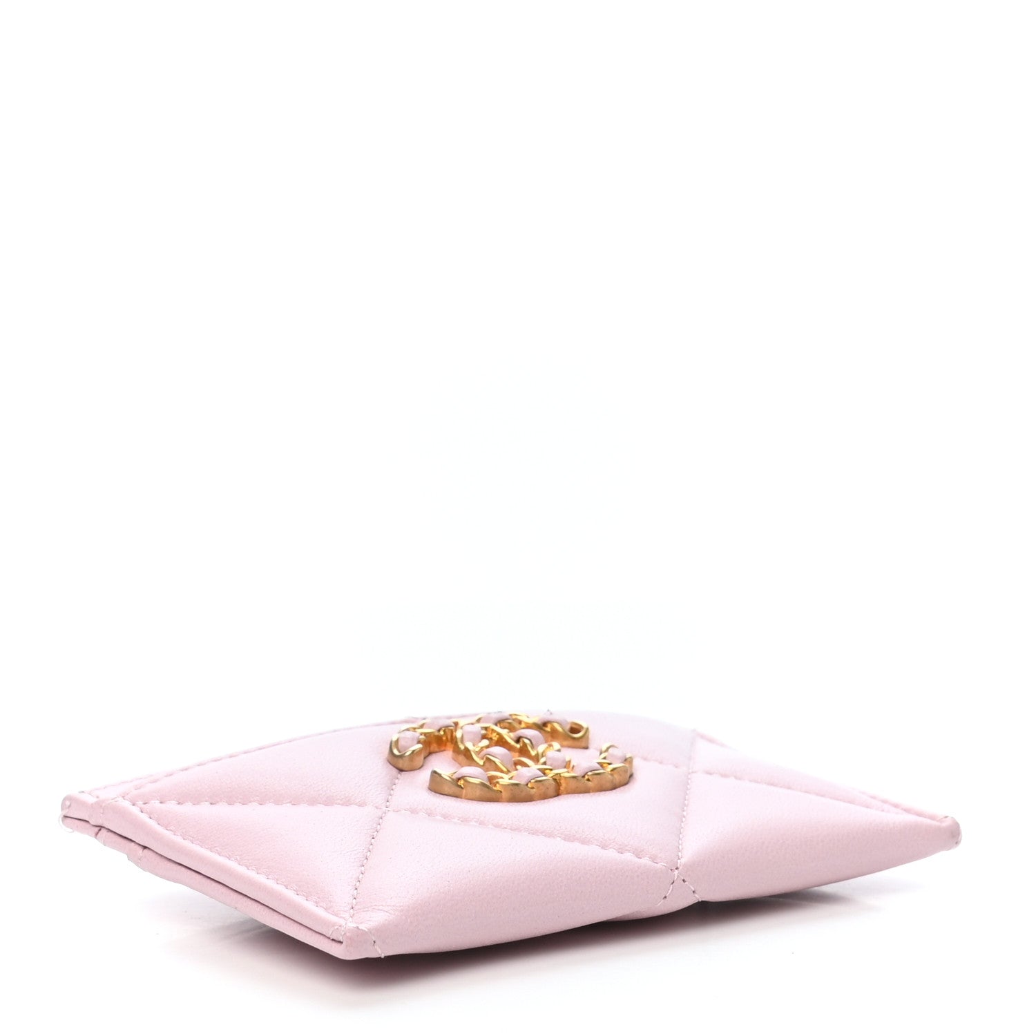 Chanel Lambskin Quilted Chanel 19 Card Holder Light Pink 4 of 9