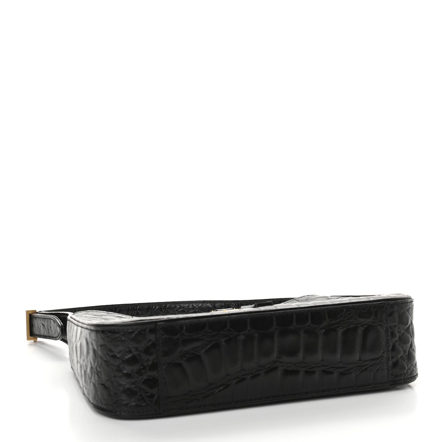 Saint Laurent Calfskin Crocodile Embossed Le 5 A 7 Hobo Black 4 of 9