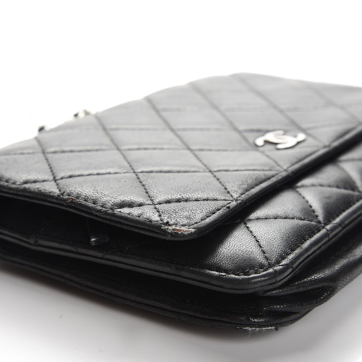 Lambskin Quilted Wallet On Chain WOC Black
