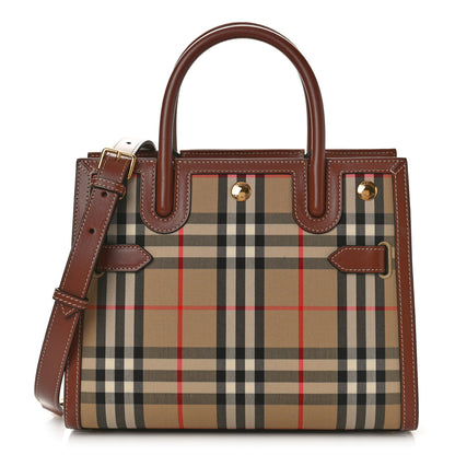 Burberry Calfskin Vintage Check Mini Two Handle Title Bag Archive Beige 1 of 9