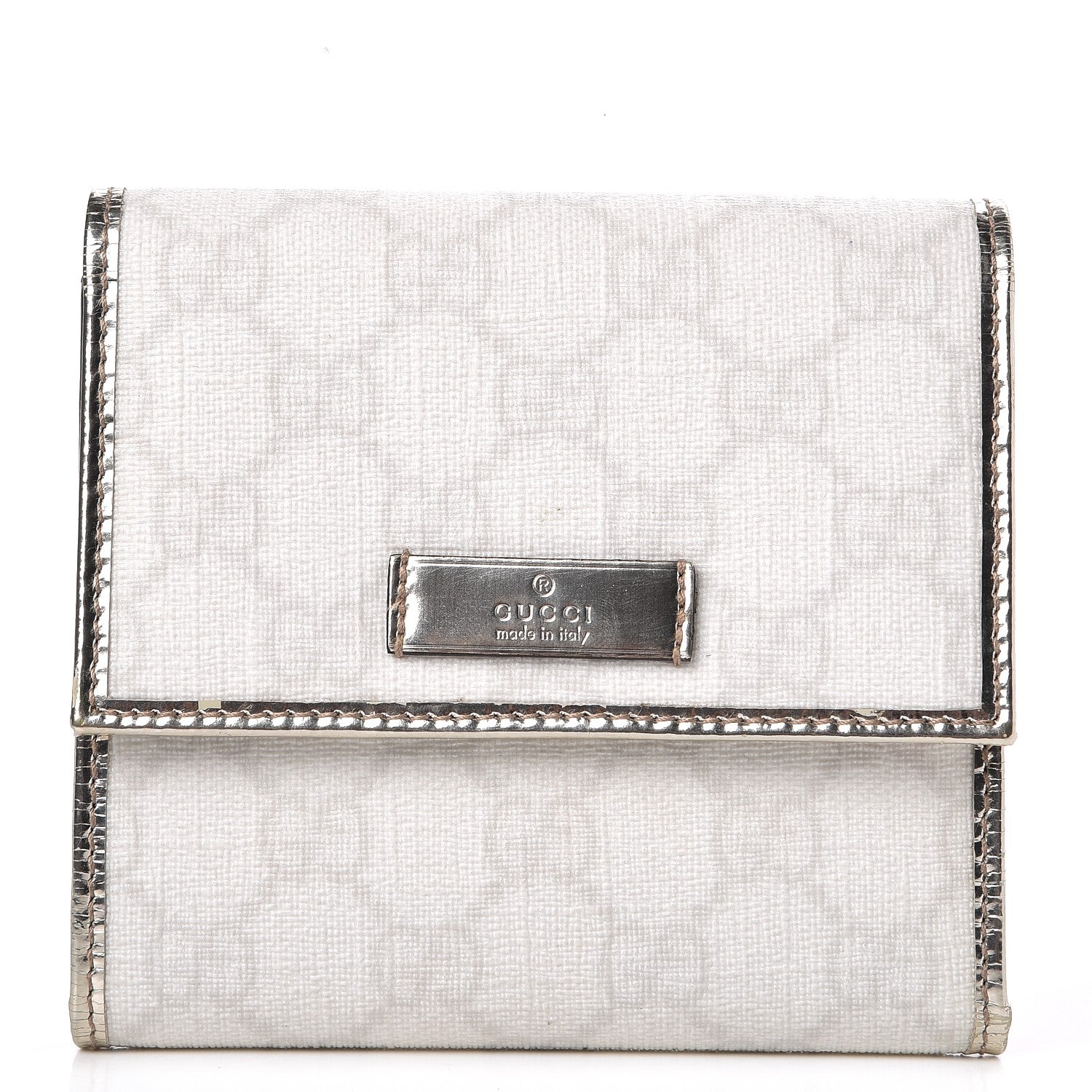 Gucci Monogram Joy French Flap Wallet White Silver 1 of 11