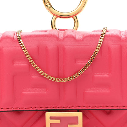 Fendi Nappa Matisse FF Embossed Nano Baguette Charm Lampone 8 of 11