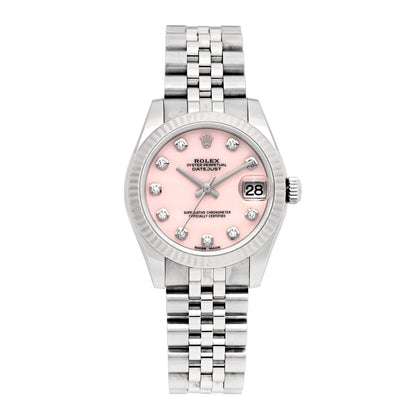 Rolex Stainless Steel 18K White Gold Diamond Pink Mother of Pearl 31mm Oyster Perpetual Datejust Watch 178274 1 of 5