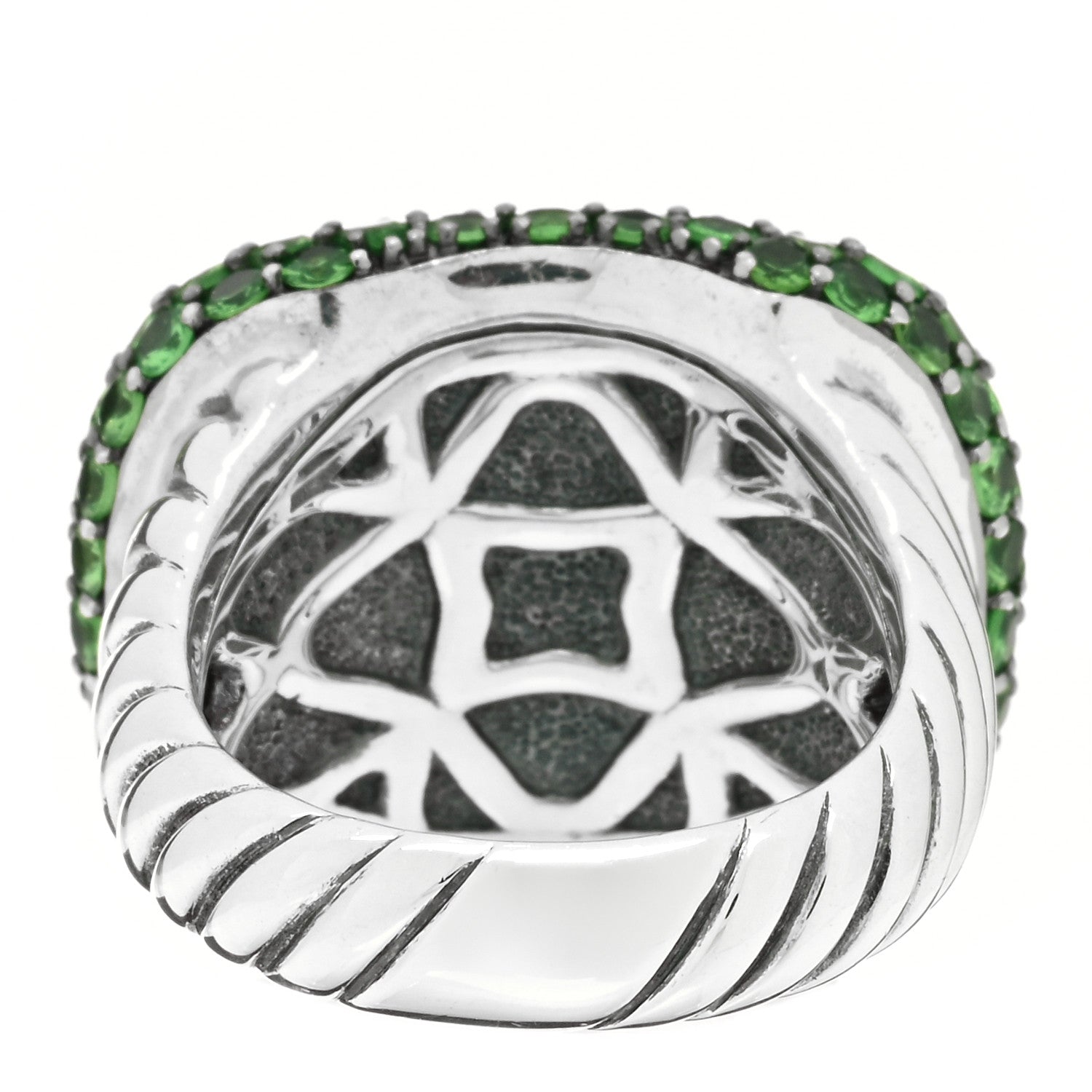 David Yurman Sterling Silver Amethyst Tsavorite 18mm Waverly Ring 54 7 3 of 4