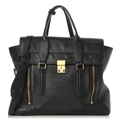 3.1 Phillip Lim 3.1 Textured Calfskin Large Pashli Satchel Black 1 of 7