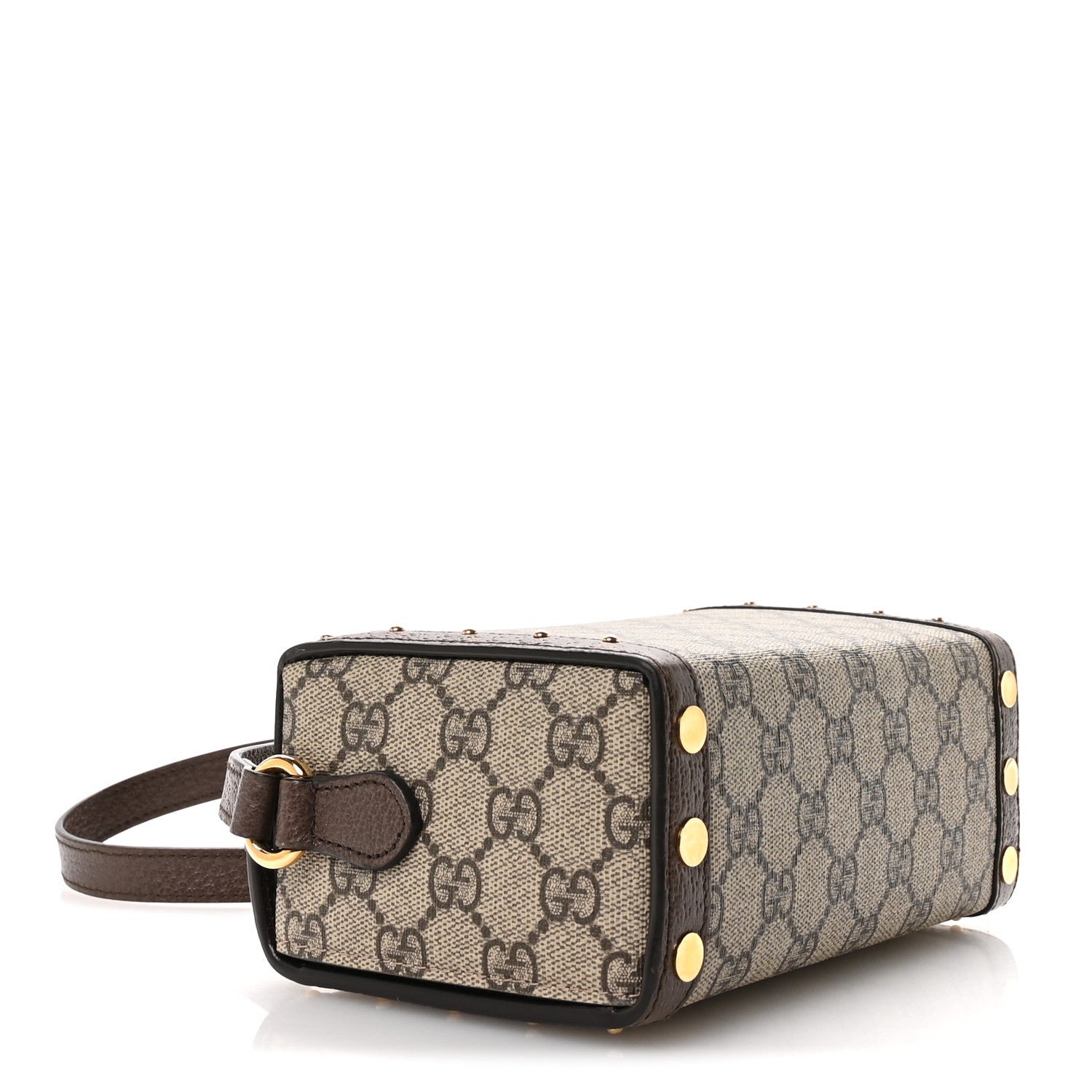 Gucci GG Supreme Monogram Textured Dollar Calfskin Mini Trunk Shoulder Bag Beige Ebony New Acero 4 of 11
