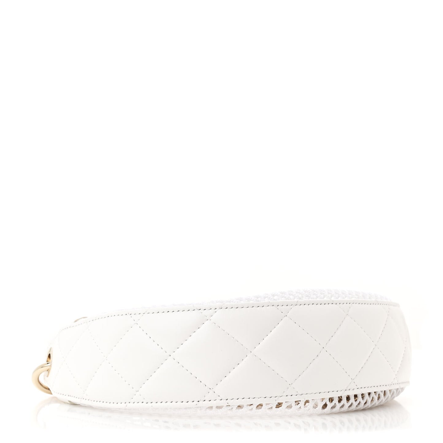 Mesh Shiny Lambskin Chain Hobo White