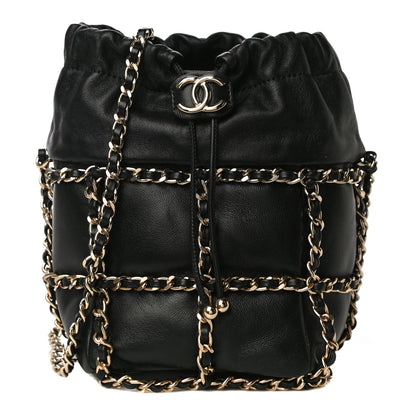 Chanel Lambskin Bucket Chain Drawstring Bag Black 1 of 10