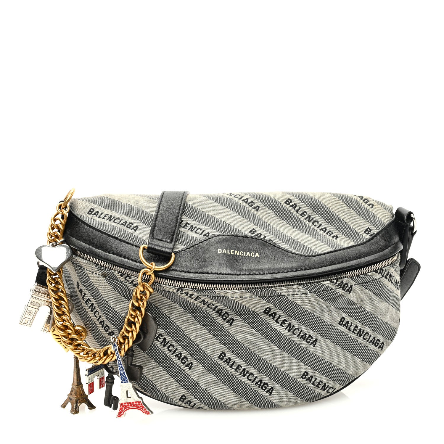 Balenciaga Canvas Jacquard Diagonal Allover Logo XS Souvenir Belt Bag Beige 1 of 9