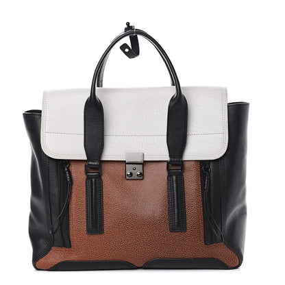 3.1 Phillip Lim 3.1 Textured Calfskin Large Colorblock Pashli Satchel Copper 1 of 14
