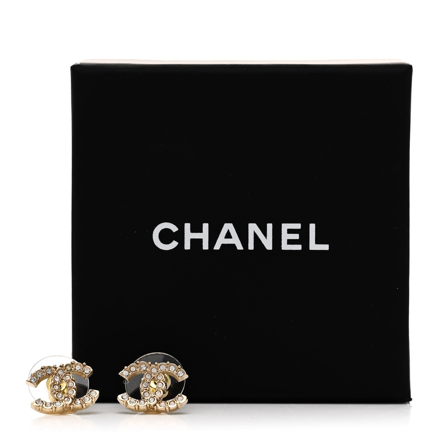 Chanel Crystal CC Earrings Gold 5 of 5