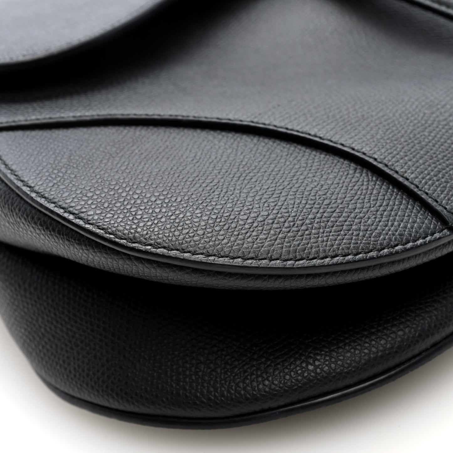 Grained Calfskin Saddle Bag Black