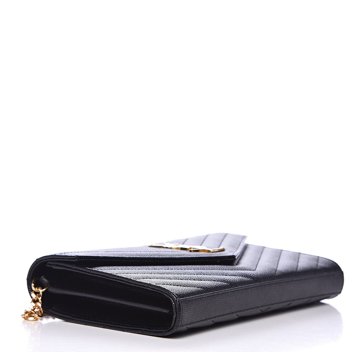Grain De Poudre Matelasse Chevron Monogram Chain Wallet Black