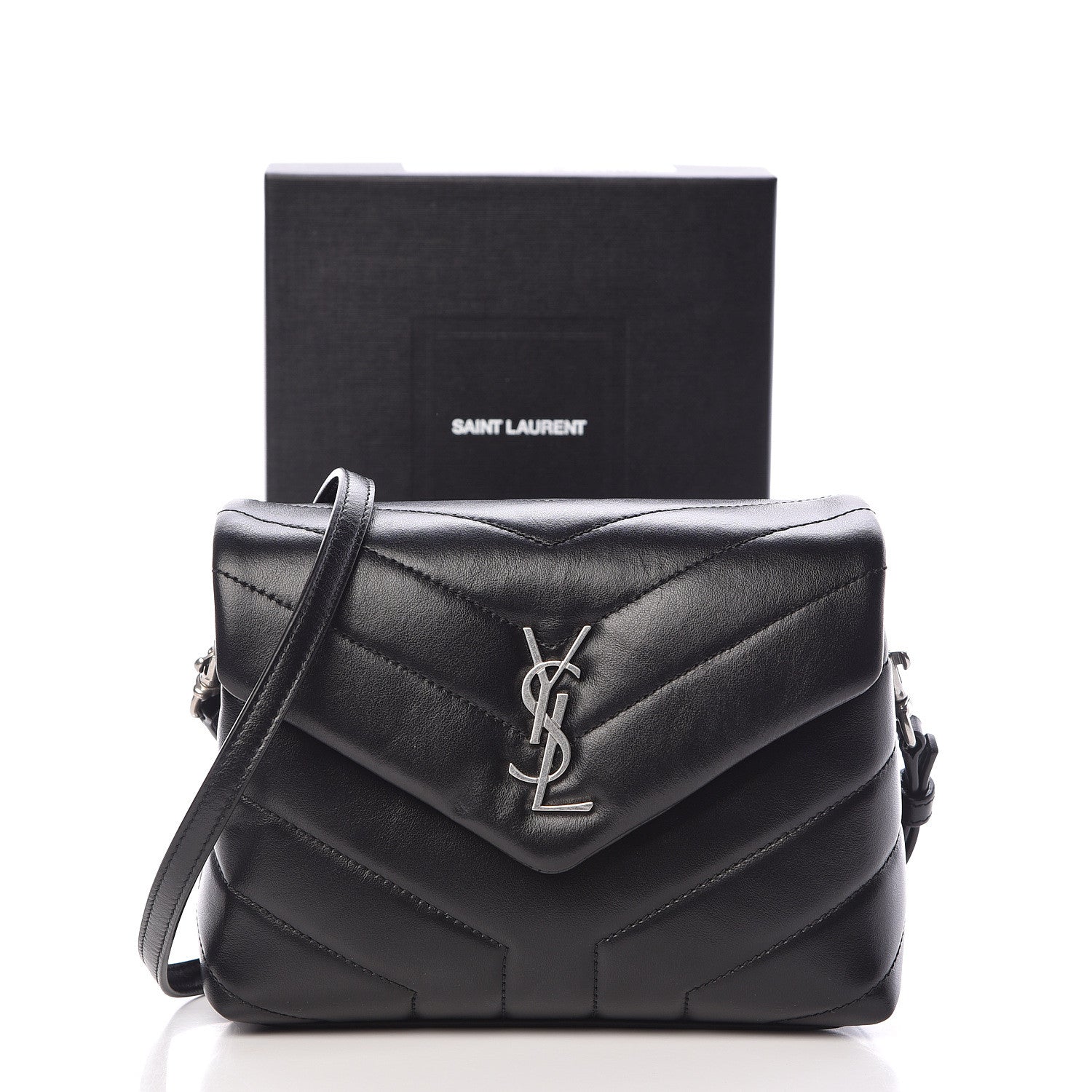 Saint Laurent Calfskin Y Quilted Monogram Toy Loulou Crossbody Bag Black 13 of 13