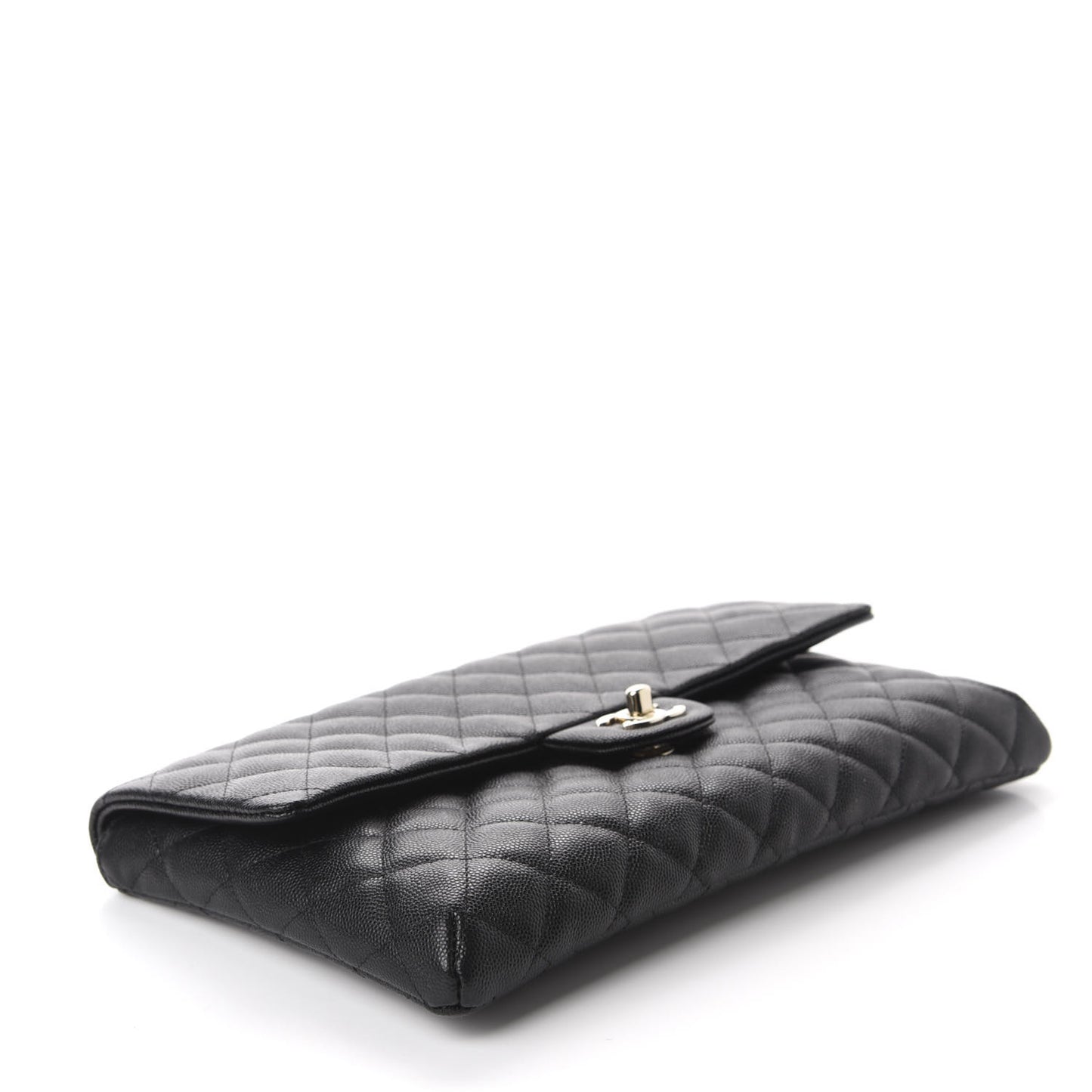 Caviar Quilted Flap Clutch Black