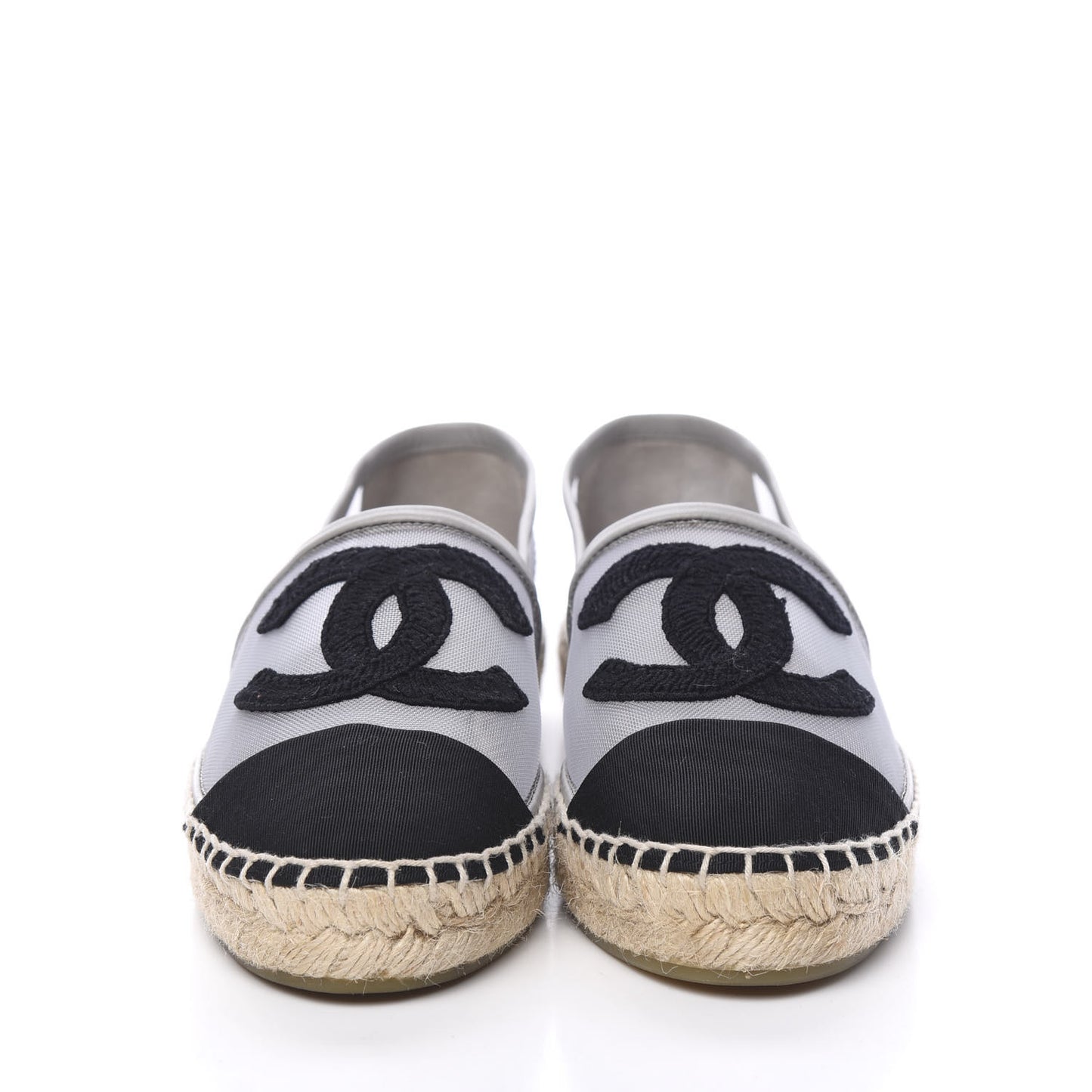 Mesh Grosgrain CC Espadrilles 36 Grey