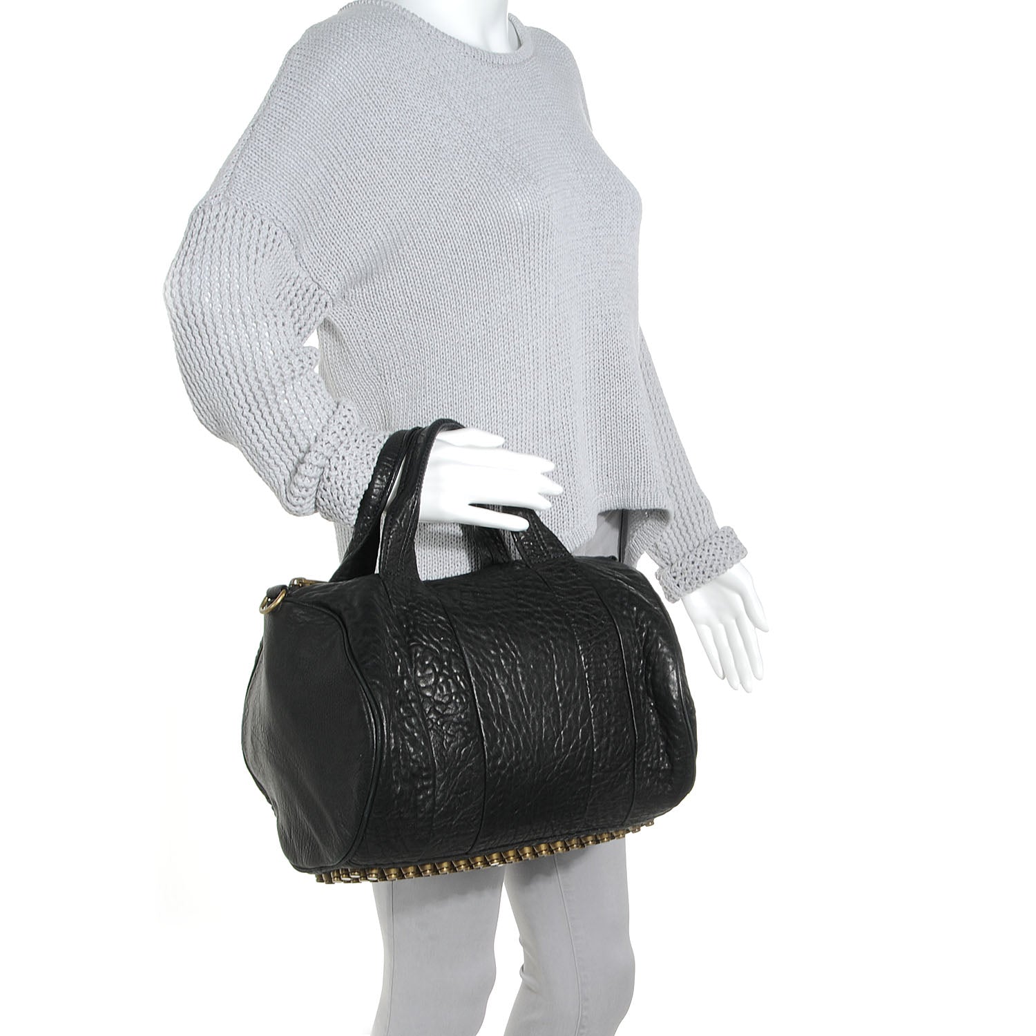 Alexander Wang Pebbled Lambskin Rocco Black Antique Brass Hardware 2 of 7