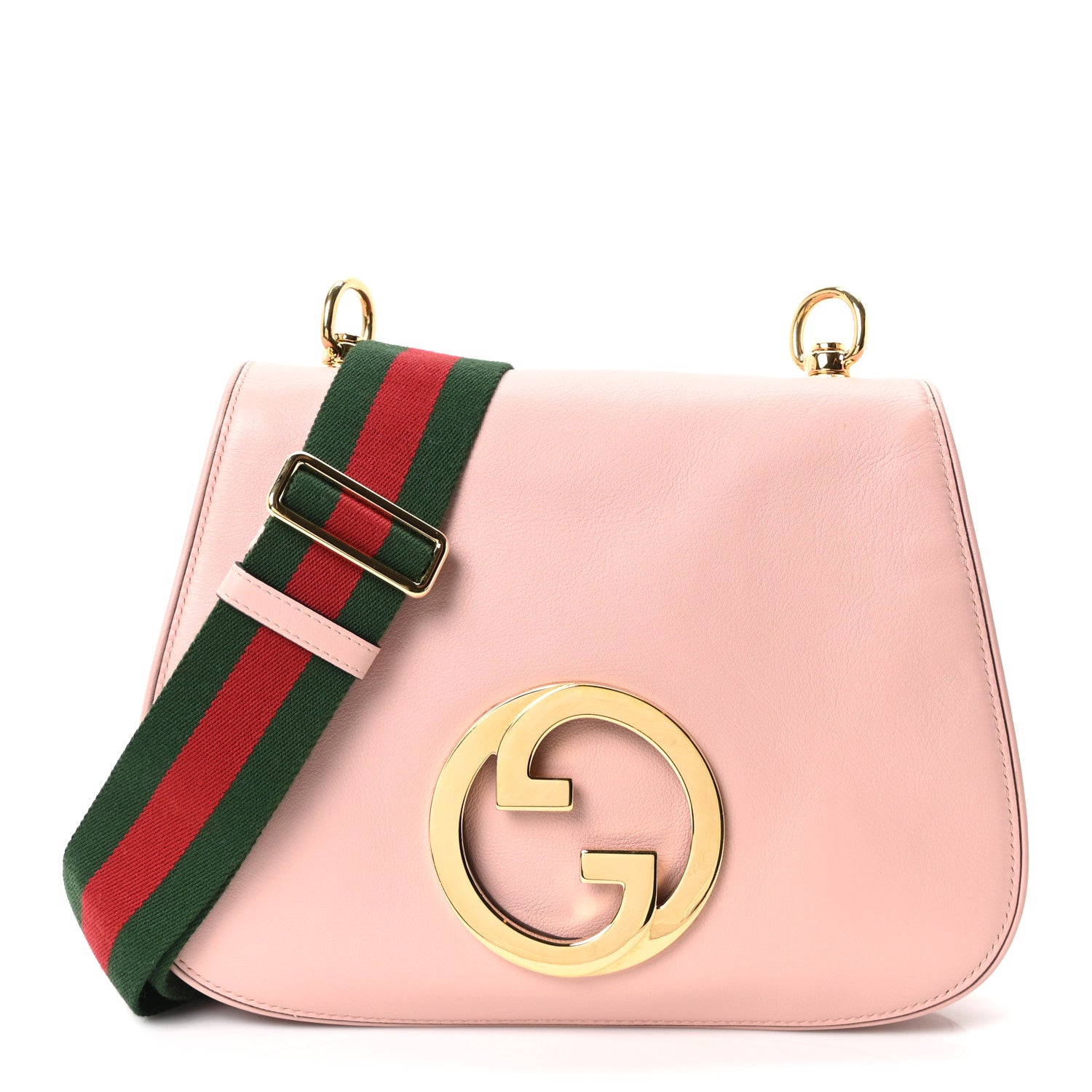 Gucci Roxy Calfskin Web Medium Blondie Top Handle Shoulder Flap Bag Powder Pink 1 of 10