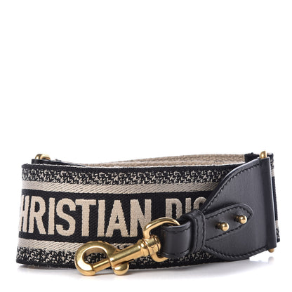 Christian Dior Canvas Embroidered Shoulder Strap Black 1 of 6